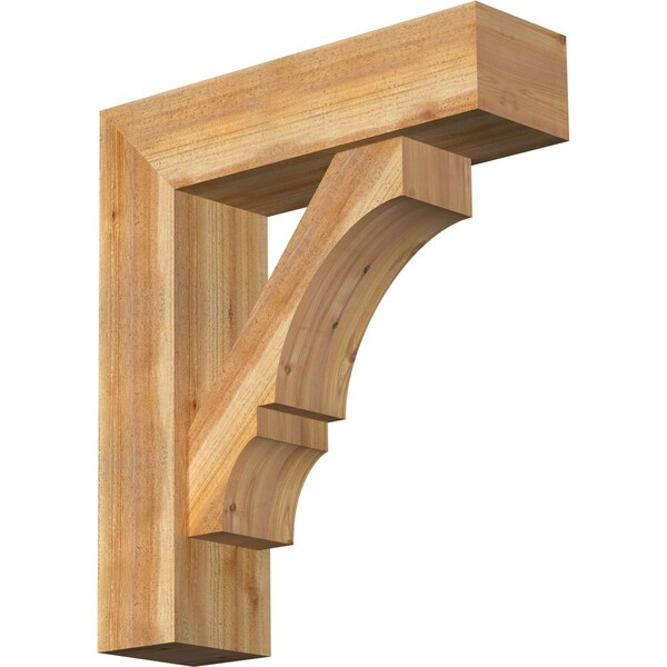 Ekena Millwork Balboa Block Rough Sawn Bracket w/ Offset Brace, Western Red Cedar, 8"W x 28"D x 32"H BKT0806X28X32BOA05RWR - main